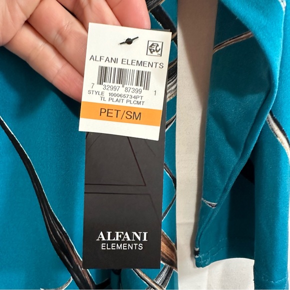 Alfani Womens Printed High Low Swing Tunic in Teal Petite Small - Picture 5 of 9